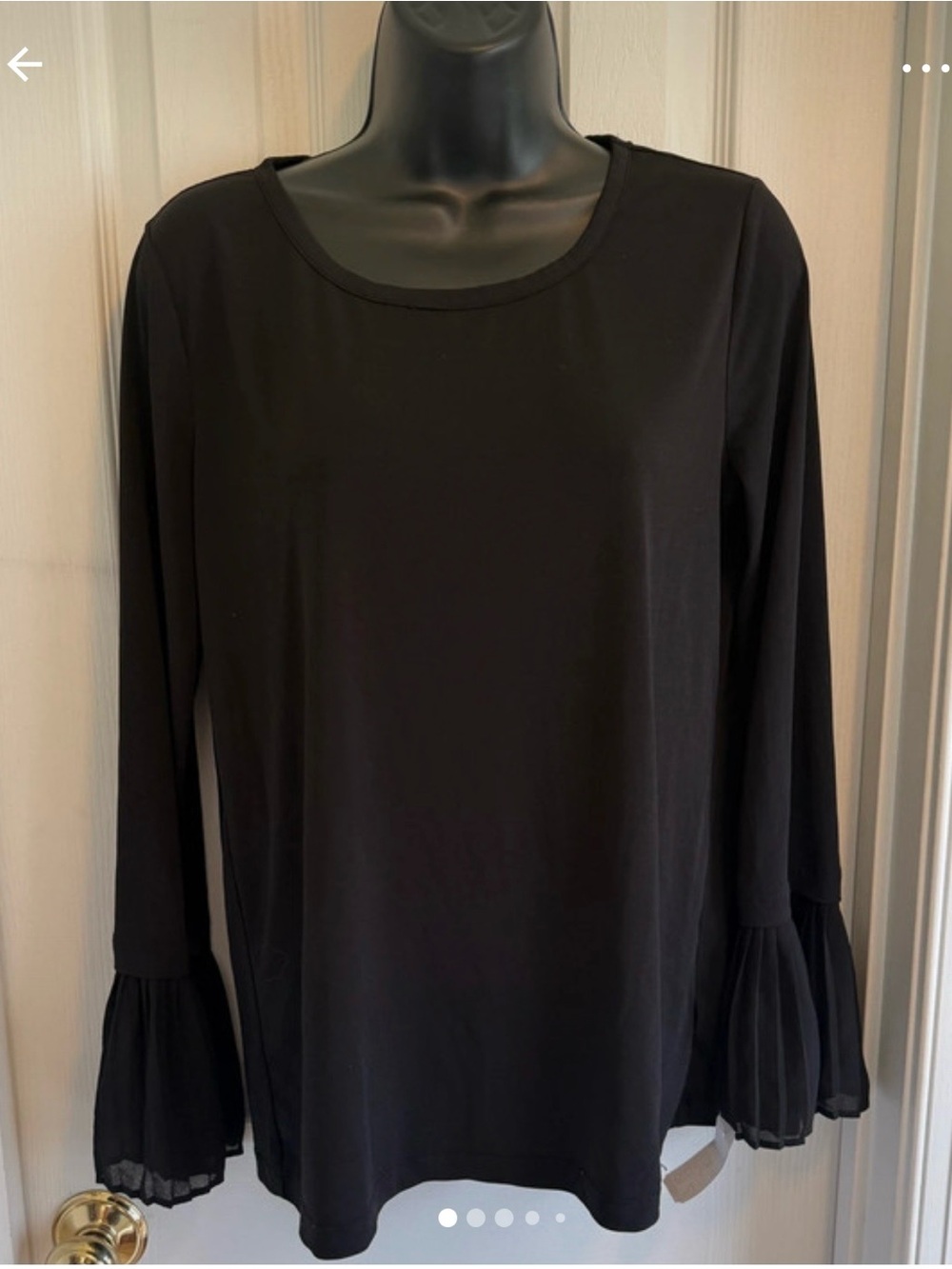 Michael Kors Black Long Sleeve Blouse with Ruffle Bell Sleeves